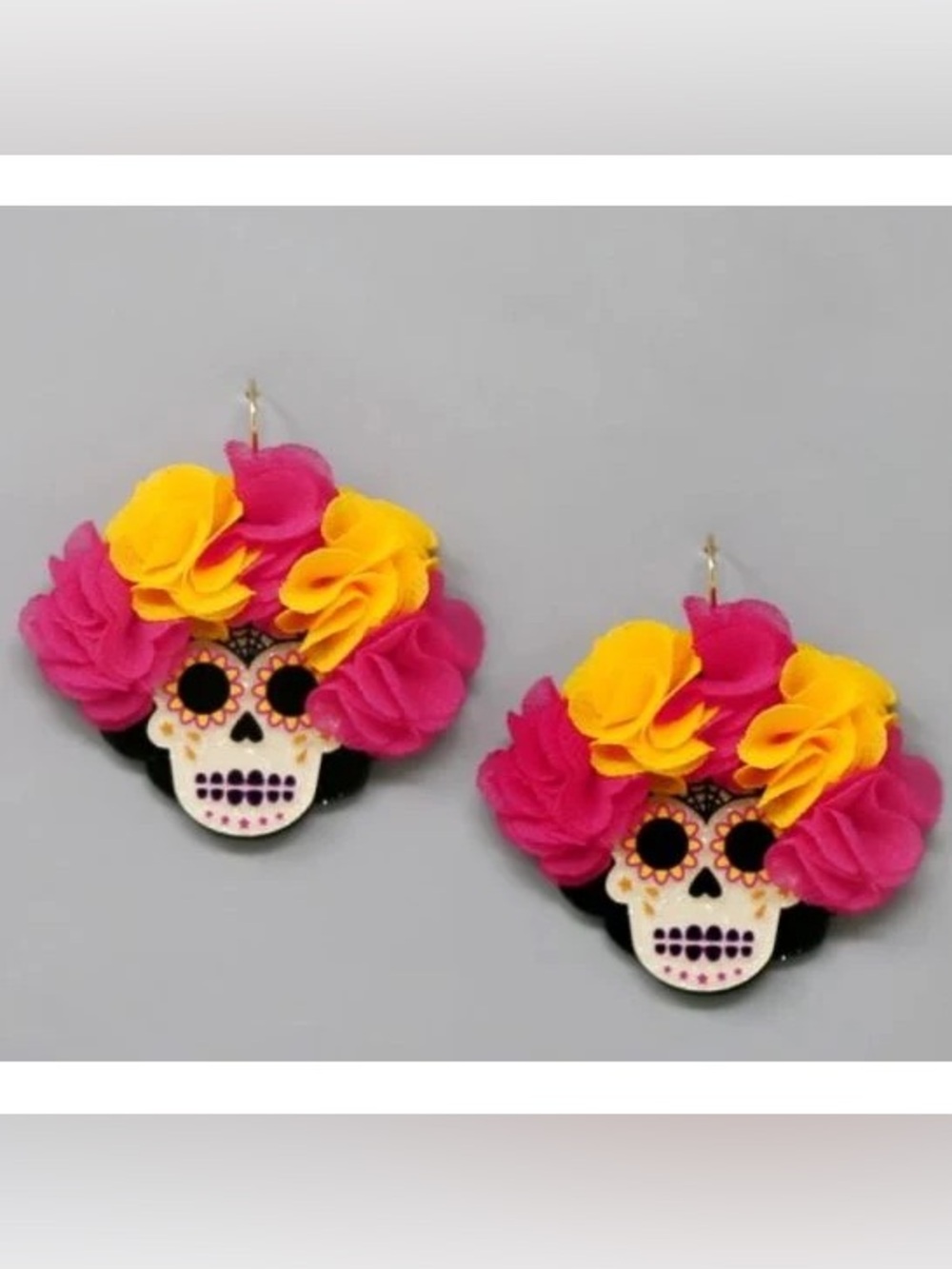 BRAND NEW WITH TAGS Floral Crown Sugar Skull Earrings